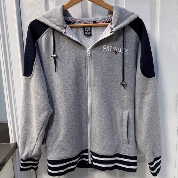 New England Patriots Throwback Lined Full Zip Hoodie Sweatshirt NFL Size Medium - Picture 1 of 8